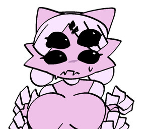 4_arms 4_eyes accessory big_breasts bodily_fluids breasts female fingers front_view hair hair_accessory hairclip mouth_closed multi_arm multi_eye multi_limb pink_body pink_hair simple_background solo sweat white_background xarop77 doll_spider_(xarop77) arachnid arthropod spider 2025 bust_portrait digital_drawing_(artwork) digital_media_(artwork) portrait