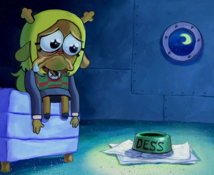 anthro antlers blonde_hair bodily_fluids bowl brown_body clothed clothing container eyelashes female frown hair horn long_hair night pet_bowl sad solo tears iluvrabbitz third-party_edit deltarune nickelodeon spongebob_squarepants undertale_(series) noelle_holiday deer mammal new_world_deer reindeer screencap_edit