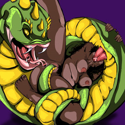 2_penises 5_toes anal animal_genitalia animal_penis anus black_hair breasts brown_body brown_skin coiling coiling_another coiling_around_leg dark_body dark_skin duo fangs feet fellatio female female_penetrated feral forked_tongue gaping gaping_anus genitals green_body green_scales hair hemipenes humanoid_feet male male/female male_penetrating male_penetrating_female multi_genitalia multi_penis nipples nude nude_female nude_human oral penetration penile penis penis_in_mouth plantigrade pubes restrained rimming scales scutes serpentine sex tail tail_fetish tail_in_vagina tail_insertion tail_play teeth toes tongue triple_penetration vaginal vaginal_penetration vulva yellow_scutes karmacollar human mammal reptile scalie snake 1:1