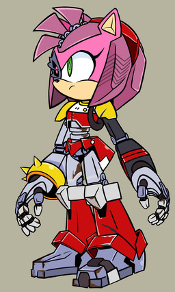 determined female grey_background hair machine metallic_body rust short_hair simple_background solo spikes standing randomguy999 netflix sega sonic_prime sonic_the_hedgehog_(series) amy_rose rusty_rose eulipotyphlan hedgehog mammal robot absurd_res hi_res