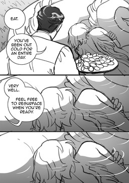ambiguous_gender clothed clothing detailed_background dialogue duo fin hair male speech_bubble split_form tail text water starfleetrambo siren_and_scientist anders_(starfleetrambo) oskar_(starfleetrambo) aquatic human mammal merfolk oarfish_merfolk siren comic digital_media_(artwork) english_text hi_res monochrome sketch trans_(lore) trans_man_(lore)