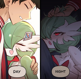 blush day duo female female_humanoid gardevoirite green_hair hair hair_grab hug human_on_humanoid interspecies male male/female male_human mega_stone night pokephilia red_eyes touching_hair two_panel_image white_body chunniwa nintendo pokemon poketoon tomorrow_with_gardevoir yugo's_gardevoir yugo_(pokemon) gardevoir generation_3_pokemon generation_6_pokemon human humanoid mammal mega_evolution mega_gardevoir pokemon_(species) meme