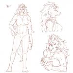 anthro book female holding_book holding_object nude side_view simple_background solo zelen hilda_gauntlet canid canine canis mammal wolf 1:1 digital_drawing_(artwork) digital_media_(artwork) full-length_portrait half-length_portrait hi_res model_sheet portrait