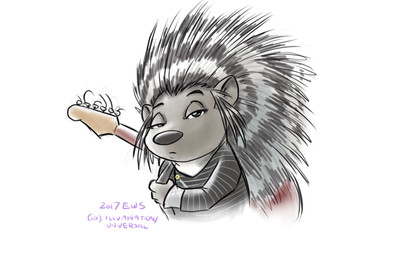anthro clothed clothed_anthro clothed_female clothing electric_guitar eyebrows female fully_clothed fully_clothed_anthro fully_clothed_female fur grey_body grey_fur grey_nose guitar looking_at_viewer musical_instrument plucked_string_instrument pose quills_(anatomy) simple_background solo string_instrument striped_quills text unimpressed white_background eric_schwartz illumination_entertainment sing_(movie) ash_(sing) crested_porcupine mammal old_world_porcupine porcupine rodent 16:10 2017 dated widescreen