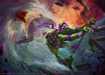 2_toes 3_fingers anthro belt bottle container duo eyewear eyewear_on_head feet fingers goggles goggles_on_head green_body holding_object holding_staff male open_mouth pipe red_eyes sewer shell staff toes water hristo_chukov hasbro magic:_the_gathering teenage_mutant_ninja_turtles wizards_of_the_coast donatello_(tmnt) rat_king_(tmnt) humanoid reptile scalie turtle 2024 official_art