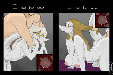 5_fingers abstract_background ahegao anthro anthro_penetrated areola arm_around_neck arm_bite bed big_areola big_breasts big_butt bite blonde_hair bodily_fluids breast_size_difference breasts butt cum cum_in_vagina cum_inside curvy_figure dialogue doggystyle eyelashes faceless_character faceless_human faceless_male female female_on_human female_penetrated fingers freckled_breasts freckled_butt freckled_face freckled_legs freckled_shoulders freckled_tail freckles from_behind_position furniture genital_fluids grey_body grey_scales group hair hair_grab hourglass_figure huge_areola human_on_anthro human_penetrating human_penetrating_anthro human_penetrating_female impregnation interspecies interspecies_impregnation leaking leaking_cum light-skinned_male light_body light_skin long_tail looking_pleasured male male/female male_human/female_anthro male_on_anthro male_penetrating male_penetrating_anthro male_penetrating_female mature_anthro mature_female natural_breasts nipples nude nude_anthro nude_female nude_human nude_male on_bed orgasm_face ovum penetration penile penile_penetration penis_in_vagina scales sex smile snout sperm_cell sweat sweatdrop sweaty_breasts tail tail_motion tail_tuft tailwag teeth text thick_thighs touching_hair trio tuft vaginal vaginal_penetration voluptuous voluptuous_anthro voluptuous_female white_eyes wide_hipped_anthro wide_hipped_female wide_hips yellow_sclera ratherdevious cavemanon_studios snoot_game judee tarja_(snoot_game) dinosaur human mammal prehistoric_species reptile saurischian scalie theropod troodon troodontid 2025 absurd_res artist_name digital_drawing_(artwork) digital_media_(artwork) english_text hi_res watermark daughter_(lore) mother_(lore) mother_and_child_(lore) mother_and_daughter_(lore) parent_(lore) parent_and_child_(lore) parent_and_daughter_(lore)