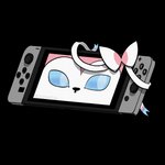 blue_body blue_eyes blue_fur electronics fur game_console pink_body pink_fur ribbons white_body white_fur calliecho nintendo nintendo_switch pokemon eeveelution generation_6_pokemon inanimate_object pokemon_(species) sylveon 1:1 alpha_channel