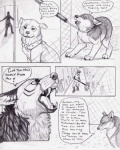 ambiguous_gender canid canine canis comic coop_(wrng) dialogue digitigrade english_text feral fur graphite_(artwork) greyscale group human male mammal monochrome natsume_(wrng) natsumewolf oz_(wrng) pencil_(artwork) quadruped rikku text traditional_media_(artwork) wolf wolf's_rain wolf's_rain_next_generation