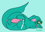 animal_genitalia animal_penis anthro anus autofootjob balls big_tail black_eyes blue_background blue_body blush bodily_fluids broken_tooth butt crocodilian_penis cum ejaculation erection feet feet_on_penis foot_fetish foot_play footjob genital_fluids genitals half-closed_eyes hindpaw leaking_cum looking_at_viewer looking_pleasured lying male masturbation narrowed_eyes on_side open_mouth orgasm paws penis pink_cheeks presenting presenting_anus presenting_hindquarters sex simple_background solo tail tapering_penis teeth teeth_showing text tongue turquoise_background turquoise_body yellow_sclera bob-jiggles cartoon_network mao_mao:_heroes_of_pure_heart gary_(mao_mao) crocodile crocodilian reptile scalie hi_res signature