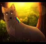 feral flag flag_(object) flag_in_mouth lgbt_pride male mouth_hold object_in_mouth pride_color_flag pride_colors rainbow_flag rainbow_pride_colors rainbow_pride_flag rainbow_symbol six-stripe_rainbow_pride_colors smile solo purespiritflower_(artist) thistlestar canid canine canis mammal wolf