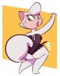 anthro big_butt breasts brown_eyes butt clothing corset crouching female fur heart_symbol lingerie lipstick makeup open_mouth simple_background solo topwear white_body white_fur gabbah cats_don't_dance warner_brothers sawyer_(cats_don't_dance) domestic_cat felid feline felis mammal 2017 digital_media_(artwork) hi_res