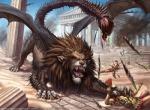 black_lips claws day detailed_background feral lips membrane_(anatomy) membranous_wings open_mouth outside sky teeth tongue wings arvalis iranian_mythology middle_eastern_mythology mythology felid mammal manticore 2015 absurd_res digital_media_(artwork) hi_res