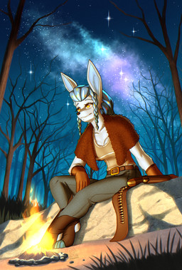 anthro biped bottomwear breasts clothed clothed_anthro clothed_female clothing feet female fingers front_view fully_clothed fully_clothed_anthro fully_clothed_female fur gloves hair handwear night outside sitting sky smile solo star toes topwear mykegreywolf nintendo pokemon eeveelution generation_4_pokemon glaceon pokemon_(species) 2026 absurd_res digital_drawing_(artwork) digital_media_(artwork) hi_res