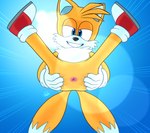 anthro anus anus_only butt featureless_crotch flashing flashing_butt legs_up looking_at_viewer low-angle_view male null presenting presenting_anus smile solo spread_butt spread_legs spreading tail young young_anthro boyhowdy sega sonic_the_hedgehog_(series) miles_prower canid canine fox mammal hi_res