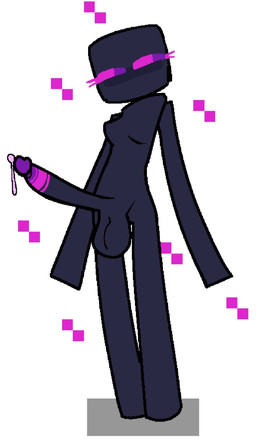 balls big_penis bodily_fluids breasts erection eyelashes featureless_breasts genital_fluids genitals gynomorph humanoid_genitalia humanoid_penis intersex leaking_precum penis precum purple_eyes purple_penis simple_background standing tall thin_penis weirdenned microsoft minecraft mojang xbox_game_studios enderman 2025 hi_res