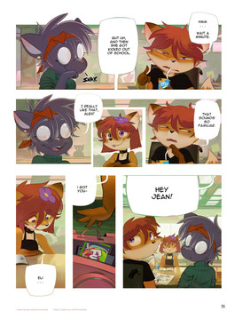 5_fingers accessory anthro arm_support backpack belt_collar big_tail black_body black_clothing black_collar black_dress black_fur black_hair black_nose black_shirt black_topwear blue_clothing blue_dress border brown_body brown_fur brown_markings cafeteria clothed clothing collar confusion detailed_background dialogue dipstick_tail drawing_(object) dress drinking drinking_straw ear_piercing empty_eyes eyewear female fingers five_frame_image flat_chested flower flower_in_hair fully_clothed fur furniture glasses gloves_(marking) green_clothing green_sweater green_topwear grey_body grey_fur grey_hair grey_tail hair hair_accessory half-closed_eyes headband holding_laugh humanoid_hands juice_box leaning_on_elbow light long_tail looking_at_another looking_at_viewer looking_back looking_back_at_viewer male markings multicolored_body multicolored_fur multicolored_hair narrowed_eyes notebook open_mouth open_smile piercing pink_nose plant pupils purple_eyes red_hair red_headband round_glasses shirt sitting smile snickering snout speech_bubble sweater table tail tail_markings talking_to_another tank_top text three_row_layout topwear two_tone_body two_tone_fur two_tone_hair two_tone_tail vehicle wheelchair white_body white_border white_eyes white_fur white_sclera white_tail_tip young young_anthro young_female young_male horemheb alex_(horemheb) cora_(horemheb) eli_(horemheb) jean_(horemheb) avian bird canid canine canis corvid corvus_(genus) crow fox mammal mephitid oscine passerine skunk 2026 absurd_res colored comic detailed digital_drawing_(artwork) digital_media_(artwork) english_text hi_res lighting marker_(artwork) shaded traditional_media_(artwork) url brother_(lore) brother_and_sister_(lore) sibling_(lore) sister_(lore)