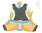 anthro bottomwear breasts camel_toe clothed clothing female fur legwear loose_tie raised_bottomwear raised_clothing raised_skirt shirt simple_background skirt solo spread_legs spreading thigh_highs topwear underwear white_background rasmodius felid feline mammal