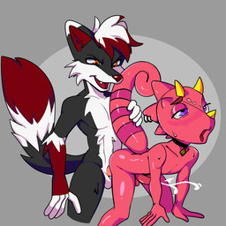 anal anthro anthro_on_anthro anthro_penetrated anthro_penetrating anthro_penetrating_anthro bdsm bodily_fluids collar corruption cum cum_while_penetrated cumshot doggystyle duo ejaculation from_behind_position genital_fluids horn interspecies looking_at_another looking_pleasured male male/male male_penetrated male_penetrating male_penetrating_male master mind_control orange_eyes penetration petplay piercing purple_eyes roleplay sex sharp_teeth tail tail_grab teeth tongue tongue_out glowhorn animal_crossing nintendo artifact_the_fox flick_(animal_crossing) canid canine fox humanoid lizard mammal reptile scalie 1:1 hi_res