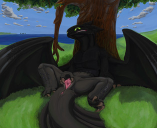 ambiguous_fluids anus bared black_body black_tail black_wings claws clitoris fangs feet female female_feral feral genitals green_eyes hand_on_vulva membrane_(anatomy) night non-mammal_vulva presenting presenting_vulva scales solo spreading tail teeth thick_tail vaginal vulva wings uzu_nu_(artist) dreamworks european_mythology how_to_train_your_dragon mythology dragon fury_(httyd) mythological_creature mythological_scalie scalie western_dragon hi_res