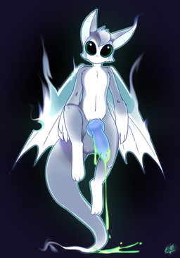 animal_genitalia animal_penis anthro balls bodily_fluids canine_genitalia canine_penis cum cum_drip dripping ectoplasm erection fur genital_fluids genitals green_eyes grey_body grey_fur grey_hair hair knot looking_at_viewer male membrane_(anatomy) membranous_wings mouthless multicolored_body multicolored_fur nude penile penis simple_background solo tail white_body white_fur wings e-01 dust:_an_elysian_tail bat ghost mammal nimbat spirit absurd_res digital_media_(artwork) hi_res
