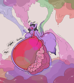 anal_inflation belly big_belly bloated breasts expansion force_feeding forced gore guts huge_belly hyper hyper_belly indigestion inflation internal intestinal_bulge intestines large_intestine organs pained_expression rumbling_stomach slime_inflation solo stomach strained suspended_via_tentacles suspension sinfullapis tiefling absurd_res hi_res