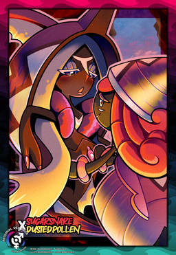 3_fingers black_body blue_hair blush blush_lines border claws cliff clitoral_hood clitoris cloud duo facial_markings female female/female feral fin finger_claws fingers gem genitals hair head_fin head_markings light looking_at_another looking_at_partner looking_pleasured markings object_in_pussy open_mouth open_smile outside outside_sex pearl_(gem) pink_claws pink_hair pink_tongue pink_wristband reclining sex smile spread_vulva spreading sunlight text tongue vulva white_markings wristband dustedpollen sugarsnare nintendo pokemon generation_7_pokemon legendary_pokemon pokemon_(species) tapu_fini tapu_lele hi_res url watermark