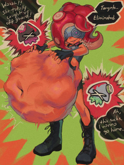 abdominal_bulge after_vore anthro belly big_belly female female/female female_pred group humanoid_pred oral_vore same_size_vore trio vore ookiikunai nintendo splatoon callie_(splatoon) marie_(splatoon) aquatic cephalopod humanoid mollusk octarian octoling 3:4 digital_media_(artwork) hi_res