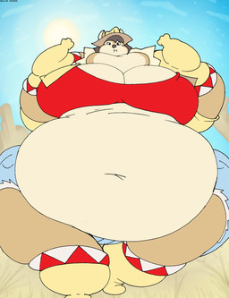 anthro belly big_belly big_breasts black_hair boots bottomwear breasts chubby_cheeks clothing crop_top deep_navel fat_arms fat_neck female footwear fur gloves hair handwear hat headgear headwear heat_(temperature) huge_belly huge_breasts jacket light morbidly_obese morbidly_obese_anthro morbidly_obese_female multicolored_body multicolored_fur navel obese obese_anthro obese_female overweight overweight_anthro overweight_female shirt shoes shorts solo sun sunlight tan_body tan_fur thick_thighs topwear two_tone_body two_tone_fur weight_gain wild_west virus-20 june_coyote canid canine canis coyote mammal 2024 digital_media_(artwork) hi_res