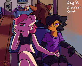 anthro athletic_wear beak black_body black_feathers black_hair bottomwear bra cheek_tuft clothing crossed_legs duo ear_piercing ear_ring facial_tuft feathers female fur genitals grey_body grey_feathers gym_bottomwear gym_shorts hair hand_on_cheek hand_on_penis handjob inner_ear_fluff looking_at_another looking_at_partner looking_away looking_back looking_back_at_another looking_back_at_partner male male/female map navel orange_body orange_feathers penile penis piercing pink_eyes pink_hair ponytail public public_exposure public_sex public_transportation purple_clothing purple_eyes purple_shirt purple_topwear ring_piercing sex shirt shorts sports_bra topwear train tuft underwear vehicle white_body white_fur window percybird liz_(percybird) percy_(percybird) ambiguous_species avian bird equid equine eurasian_bullfinch finch horse mammal mouse murid murine oscine passerine rodent true_bullfinch 2025 clip_studio_paint_(artwork) colored digital_media_(artwork) hi_res shaded signature trans_(lore) trans_woman_(lore)