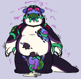 3_toes 4_fingers ambiguous_gender anthro areola balls belly belly_hair big_belly big_neck big_penis big_tail biped blue_body blue_skin blush bodily_fluids body_hair bodysuit brown_body_hair chest_hair clothing collar cum cum_on_ground drone drooling facial_horn fat_neck feet feral fingers flaccid genital_fluids genitals group hairy horn hypnosis hypnotic_visor invasion larger_sub latex latex_clothing latex_skinsuit male male/ambiguous mind_control moan moobs mouth_scar multi_eye nipples no_pupils nose_horn numbered_tag overweight overweight_anthro overweight_male parasite parasite_in_control parasite_in_mouth penile penis penis_milking pubes purple_nipples questionable_consent saliva scar shock_collar short_legs size_difference skinsuit slow_orgasm spiral spiral_eyes submissive tail tail_thumping tentacle_around_arm tentacle_around_breast tentacle_around_head tentacles tentacles_around_fingers tentacles_around_penis text tight_clothing toes torn_clothing tremble_lines unusual_anatomy unusual_genitalia unusual_penis yellow_sclera zigzag_mouth hypnosnack bub_(hypnosnack) alien tentacle_creature