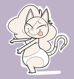 anthro barefoot big_butt blep bra breasts butt clothing eye_through_hair eyes_closed feet female fur gesture grey_body grey_fur grey_hair hair outline panties purple_background side_view simple_background smile solo tail tongue tongue_out translucent translucent_hair underwear white_bra white_clothing white_outline white_panties white_underwear maddeku elisa_(maddeku) fancy_rat mammal murid murine rat rodent