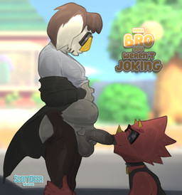 anthro anthro_on_anthro anthro_penetrated anthro_penetrating anthro_penetrating_anthro balls belly big_balls big_penis blurred_background blush bodily_fluids bottomless bottomless_anthro bottomless_male choker clothed clothing day dialogue duo erection eyewear fellatio fur genitals glans horn humanoid_genitalia humanoid_penis jacket jewelry male male/male male_penetrated male_penetrating male_penetrating_male necklace open_clothing open_jacket open_topwear oral oral_penetration outside penetration penile penis penis_in_mouth plant scales sex shallow_penetration shirt side_view slightly_chubby slightly_chubby_anthro slightly_chubby_male smile standing sunglasses sweat tank_top text topwear tree tuft scottdeer animal_crossing nintendo eugene_(animal_crossing) flick_(animal_crossing) chameleon koala lizard mammal marsupial reptile scalie vombatiform 2025 english_text hi_res watermark