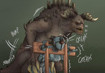 1_eye 2_horns 3_fingers 4_fingers ambiguous_penetration anthro arm_spikes back_spikes bdsm bent_over black_body bodily_fluids bondage bound breasts brown_body brown_eyes brown_scales brown_tail brown_tongue claws cum cum_inside cum_on_arm cum_on_belly cum_on_body cum_on_breasts cum_on_leg dominant dominant_anthro dominant_male duo female female_humanoid female_penetrated finger_claws fingers from_behind_position genital_fluids grass grey_body grey_horn grey_spikes horizontal_pupils horn interspecies larger_anthro larger_male leaning leaning_forward machine male male/female male_anthro male_penetrating male_penetrating_female metallic_body motion_lines multicolored_body open_mouth penetration penile penile_penetration plant pupils red_eyes restraints scales sex size_difference smaller_female smaller_humanoid smaller_penetrated sound_effects spikes spikes_(anatomy) standing standing_sex stocks submissive submissive_female submissive_humanoid tail teeth text thrusting tongue white_text yellow_claws yellow_teeth cuttlehonk fallout microsoft assaultron_(fallout) deathclaw humanoid monster robot robot_humanoid scalie 2025 artist_name english_text hi_res