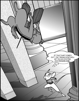 3_toes abdominal_impalement anthro bottomless bottomless_female breasts clothed clothing duo falling feet female impalement male male/female running scut_tail shadow short_tail tail thinking thought_bubble toes worried chris_fischer chip_'n_dale_rescue_rangers disney chip_(disney) gadget_hackwrench chipmunk ground_squirrel mammal mouse murid murine rodent sciurid hi_res