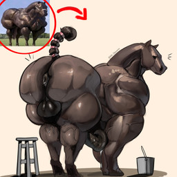 anthro anus feral male puffy_anus solo equid equine horse mammal absurd_res hi_res