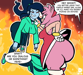 balls_outline big_bulge big_butt blue_body boots bottomwear bracelet bulge butt clothing detailed_bulge dress duo female floating footwear genital_outline gloves green_eyes grin gynomorph hair handwear hoodie hoverboard huge_bulge huge_butt intersex jewelry pants penis_outline pink_body ponytail red_eyes shoes smile smug_face speech_bubble tail text topwear yoga_pants d-nix sega sonic_the_hedgehog_(series) amy_rose eulipotyphlan ghost hedgehog humanoid mammal spirit english_text hi_res