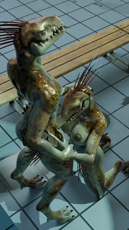 3_fingers 3_toes anthro anthro_on_anthro anthro_penetrated anthro_penetrating anthro_penetrating_anthro arm_quills bench blep breasts claws digitigrade duo erection feet female female_penetrated finger_claws fingers floor grey_nipples hand_on_hand hand_on_head hand_on_hip hand_on_leg hand_on_thigh high-angle_view inside intraspecies kneeling_oral_position looking_pleasured male male/female male_penetrating male_penetrating_female narrowed_eyes nipples non-mammal_breasts penetration penis_in_mouth pupils quill_hair scales sex sharp_teeth short_tail slit_pupils spurs_(anatomy) standing tail tan_body tan_scales teeth tile tile_floor toe_claws toes tongue tongue_out yellow_eyes churledbovine pickle_juice_(modeler) halo_(series) microsoft xbox_game_studios alien ibie'shan kig-yar scalie 3d_(artwork) 9:16 colored digital_media_(artwork) hi_res