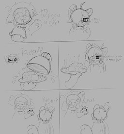 anthro duo feces feces_pile holidays male male/male silly silly_face pamperpupsage april_fools'_day comic hi_res monochrome sketch sketch_page