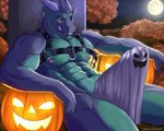 abs anthro autumn biceps big_penis bodily_fluids erection facial_hair food forest forest_background fruit fur genital_fluids genitals green_body grey_body hair harness holidays horn humanoid_genitalia humanoid_penis light looking_at_viewer lying_on_ground male moon moonlight muscular muscular_anthro muscular_male nature nature_background night nipples nude on_ground pecs penis plant precum presenting presenting_penis pumpkin smile solo tombstone tree vein galletoart halloween mythology rutile_(chemdragon) ych_(character) dragon ghost mythological_creature mythological_scalie scalie spirit 5:4 absurd_res digital_media_(artwork) hi_res shaded