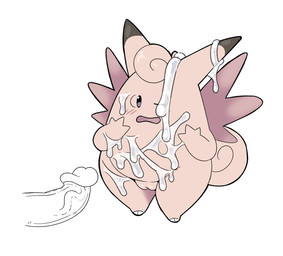 3_fingers biped blush bodily_fluids cum cum_on_body cum_on_chest cum_on_face cumshot duo ejaculation erection female feral fingers genital_fluids genitals humanoid_genitalia humanoid_penis male male/female nude one_eye_closed open_mouth penis pink_body pink_skin pink_tail pink_vulva plump_labia standing tail vulva nylonhellhole nintendo pokemon clefable generation_1_pokemon pokemon_(species) 2026 hi_res