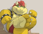 2_horns 3_toes anthro barefoot claws countershade_feet countershading feet foot_fetish foot_focus horn male overweight overweight_anthro overweight_male soles solo toes dj-rodney mario_bros mythology nintendo bowser dragon koopa mythological_creature mythological_scalie scalie 5:4