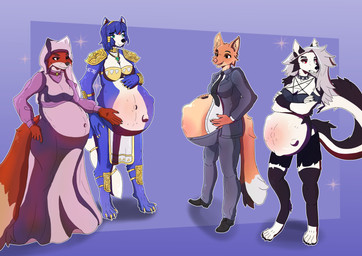 anthro belly belly_tuft big_belly big_breasts blue_body blue_fur blue_wool breasts female fetal_movement fur grey_body grey_fur grey_wool group hair hyper hyper_pregnancy mature_female multiple_pregnancies pregnant pregnant_anthro pregnant_female red_body red_fur red_wool slightly_chubby slightly_chubby_female tail thick_thighs tuft wool_(fur) makseqs disney dreamworks hellaverse helluva_boss nintendo robin_hood_(disney) star_fox the_bad_guys diane_foxington krystal_(star_fox) loona_(helluva_boss) maid_marian canid canine canis fox mammal wolf absurd_res hi_res