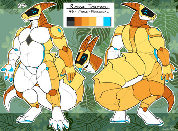 4_claws 5_fingers abstract_background antennae_(anatomy) anthro arm_markings biped blep blue_claws blue_eyes blue_markings blue_tongue chest_markings claws countershading cute_fangs dewclaw digitigrade fangs featureless_crotch finger_claws fingers grey_markings hand_markings horn machine male markings mouth_closed multicolored_body musclegut muscular muscular_anthro muscular_male palette pupils ridged_horn slightly_chubby slightly_chubby_anthro slightly_chubby_male slit_pupils solo tail teeth thick_tail toe_claws tongue tongue_out white_body white_countershading yellow_body crow_guts rizugal robot robot_anthro synth_(vader-san) 2024 colored digital_drawing_(artwork) digital_media_(artwork) flat_colors hi_res signature