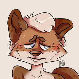 anthro blind blue_eyes blush brown_body brown_fur disability fur male markings orange_body simple_background solo spots spotted_body spotted_markings teeth teeth_showing white_body white_fur bonybones william_the_blind_fox canid canine fox mammal 1:1 headshot_portrait icon portrait signature