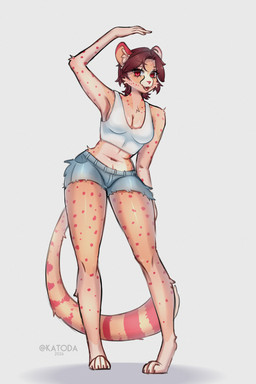 anthro female looking_at_viewer open_mouth solo standing katoda alex_(cherry_kotya) cheetah felid feline mammal 2:3 absurd_res hi_res