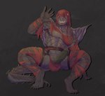 4_toes 5_fingers anthro balls claws clothing crouching erection feet finger_claws fingers genitals glans male penis red_clothing red_eyes scales simple_background solo spread_legs spreading tail teeth toe_claws toes torn_clothing wings amiryth capcom monster_hunter mythology dragon elder_dragon mythological_creature mythological_scalie scalie vaal_hazak 2024 digital_drawing_(artwork) digital_media_(artwork) hi_res