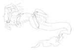 feather_hair_ornament feathers feet_together feral hair hand_on_chest horn long_pigtails looking_at_viewer lying mane mane_hair on_back pigtails solo tail tail_tuft tuft whiskers gagaga_ram mythology garam_(gagaga_ram) dragon eastern_dragon mythological_creature mythological_scalie scalie absurd_res aliasing binary_drawing black_and_white description_request digital_drawing_(artwork) digital_media_(artwork) hi_res korean_description monochrome sketch