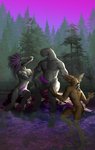 anthro balls cuddling erection forest forest_background genitals group male male/male muscular nature nature_background outside penis plant plumage tree water jadeitor halo_(series) microsoft xbox_game_studios jar_kruit vien_quitonm voka alien avian kig-yar ruuhtian_(kig-yar) sangheili scalie t'vaoan absurd_res hi_res