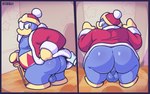 against_surface against_wall anthro backsack balls belly big_butt blue_body blue_border border bottomless butt clothed clothing crown genitals headgear male moobs nipples overweight perineum presenting presenting_hindquarters robe solo bitebox64 kirby_(series) nintendo king_dedede avian bird penguin 2024 absurd_res hi_res