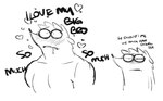admiration anthro blush broad_shoulders brother_(lore) brothers_(lore) cartoon_network dialogue don_(regular_show) drawing duo fur headshot_portrait heart_symbol hearts_around_head hearts_around_text humanoid incest_(lore) male male/male mammal narrowed_eyes portrait praise procyonid raccoon ranranparadoxx regular_show rigby_(regular_show) sibling_(lore) size_difference white_body